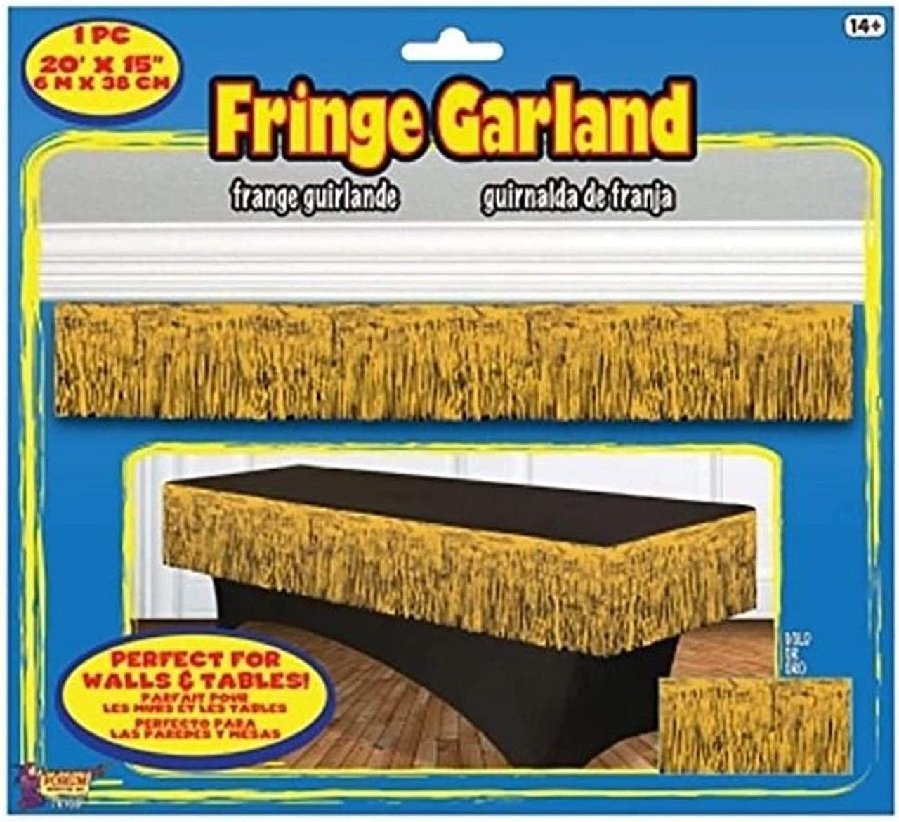 Fringe Garland 20' x 15" Gold-Silver -Black