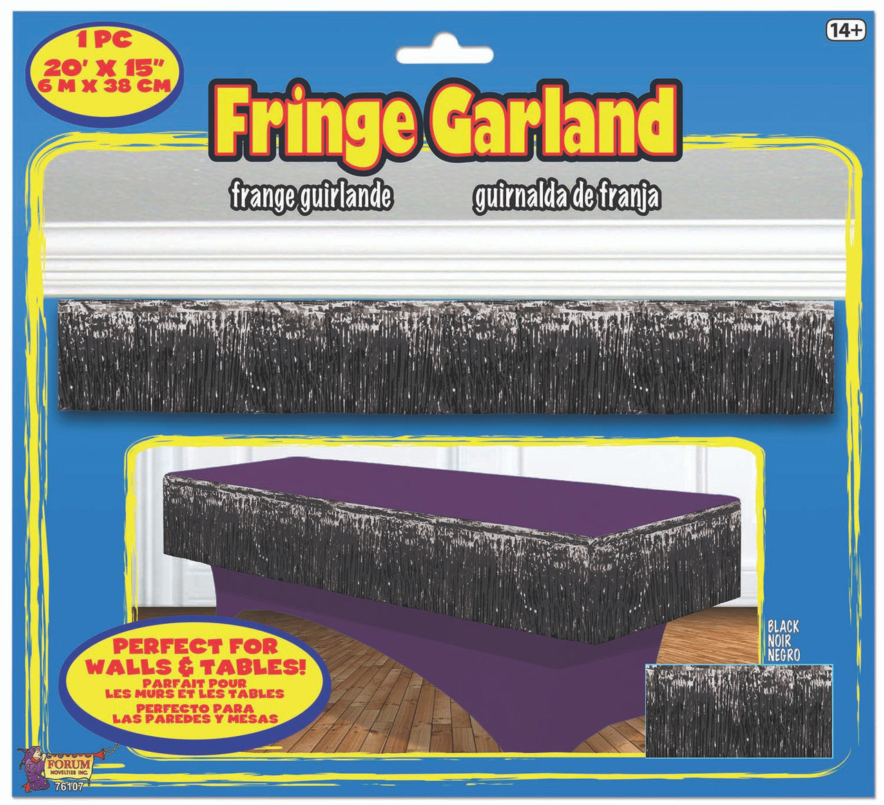 Fringe Garland 20' x 15" Gold-Silver -Black