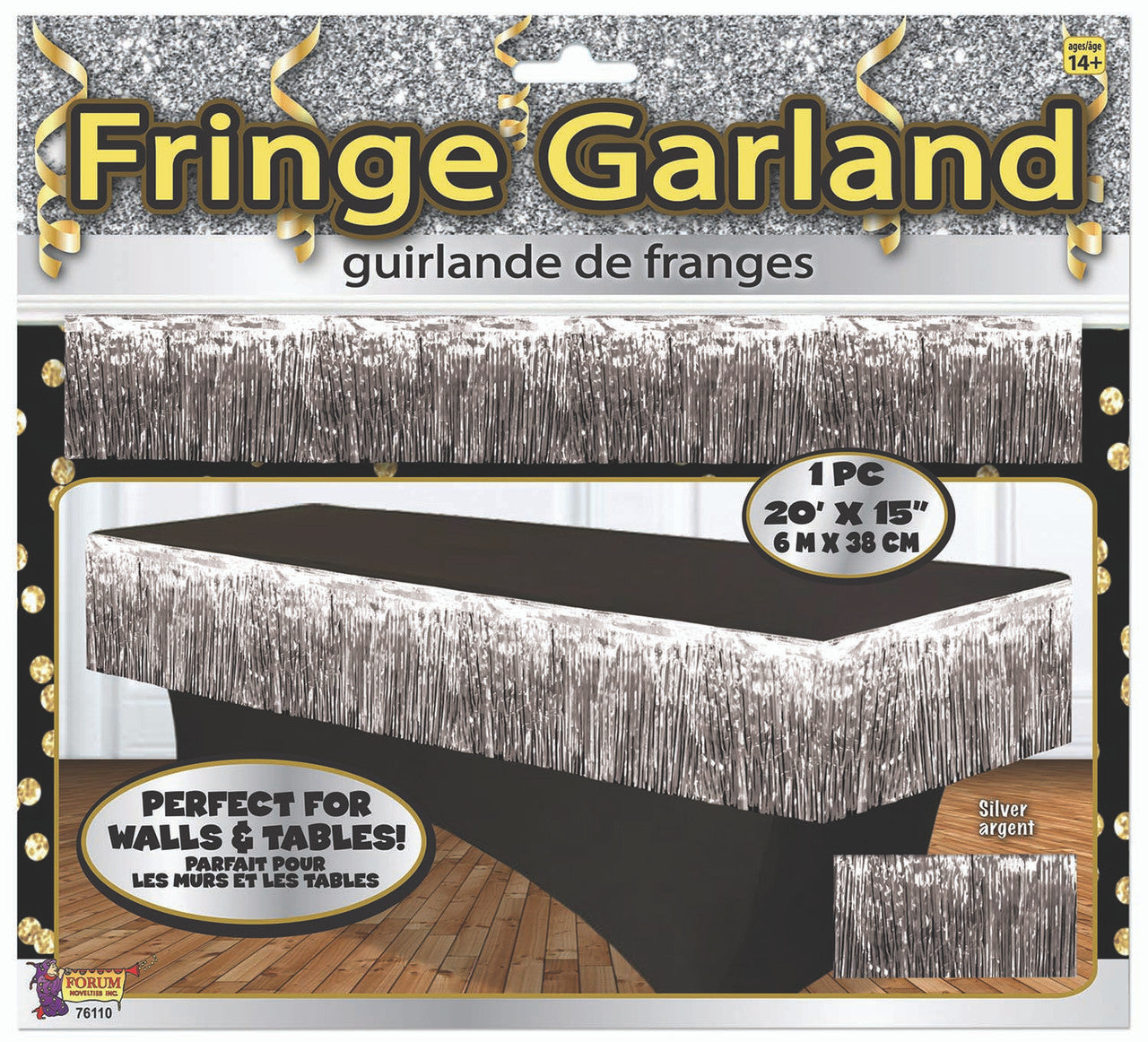 Fringe Garland 20' x 15" Gold-Silver -Black